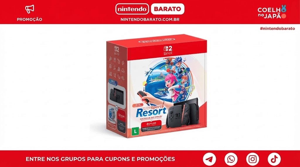 Novo bundle do Switch 2 chega ao Brasil com Sports Resort em promoção na Amazon
