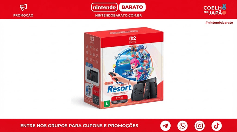 Novo bundle do Switch 2 chega ao Brasil com Sports Resort em promoção na Amazon