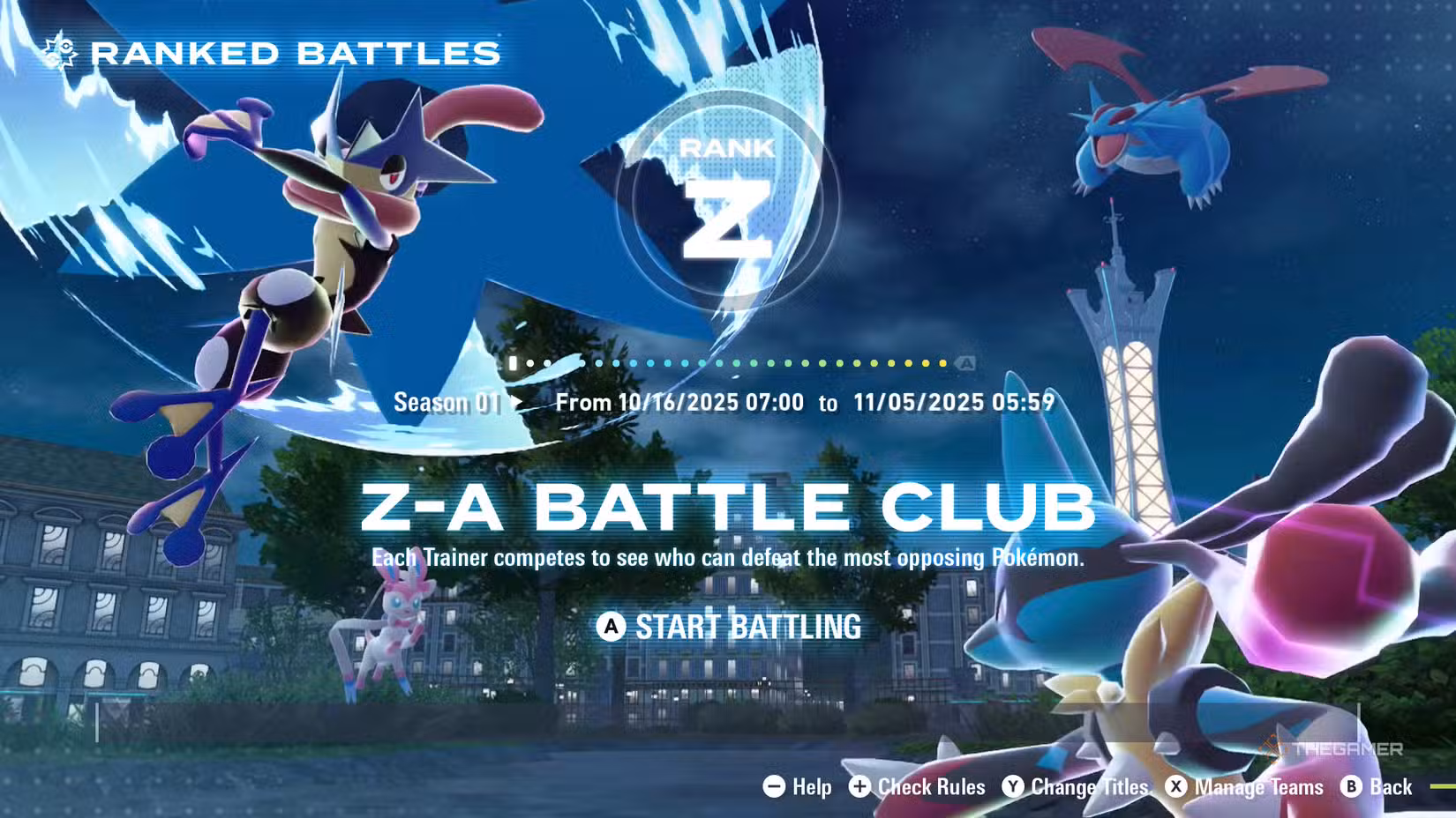 Pokémon Legends: Z-A Ranked Battles Temporada 1 já está disponível; veja como conseguir recompensas