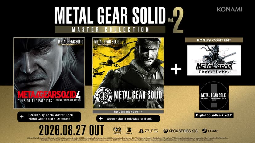 Konami revela Metal Gear Solid: Master Collection Vol. 2 para Nintendo e Nintendo Switch 2